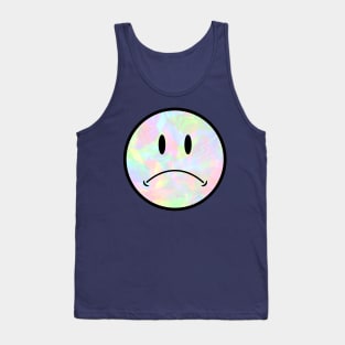 Holo Trippy Sad Frown Face Black Outline closer eyes Tank Top